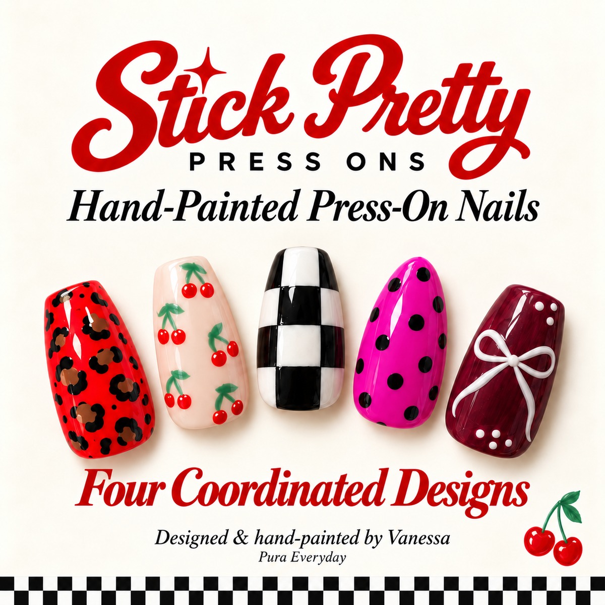 Stick Pretty — Hand-Painted Rockabilly Press-On Nails