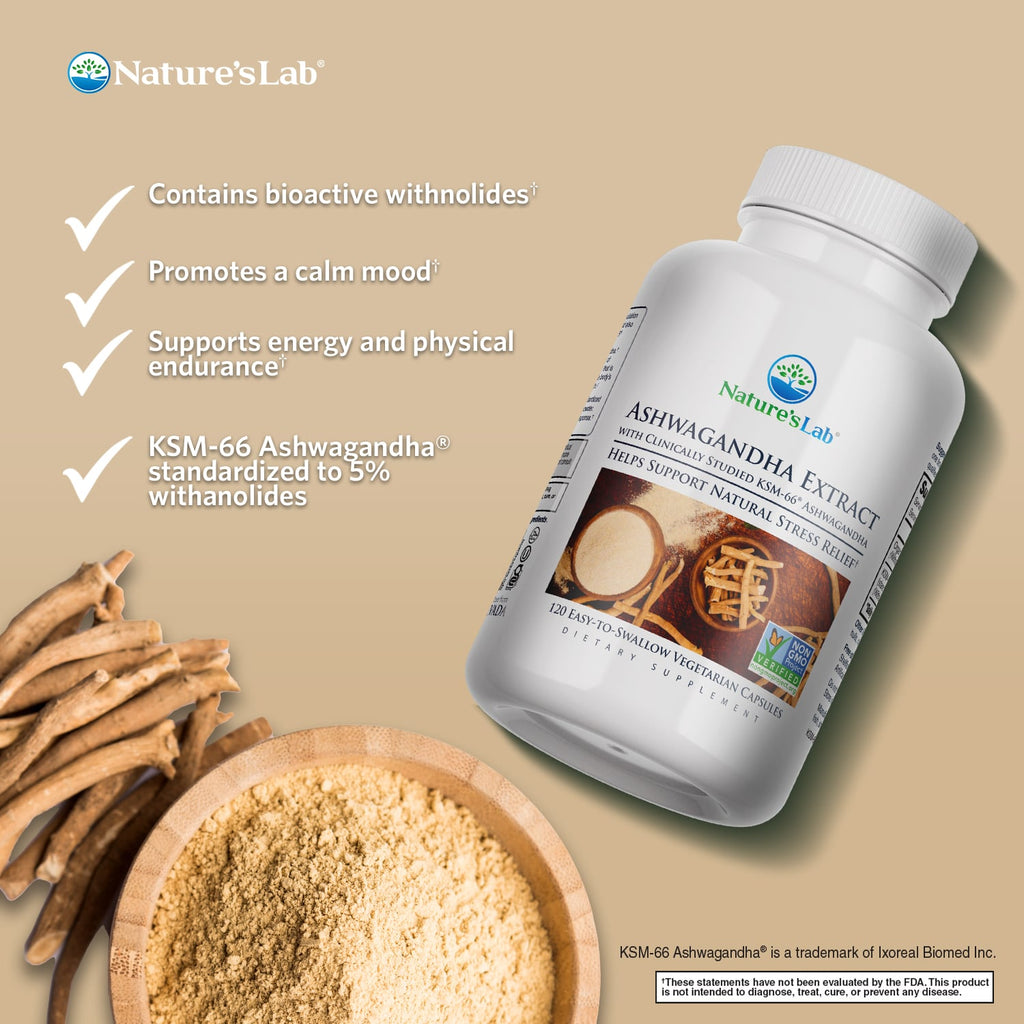 Nature's Lab KSM-66® Ashwagandha Extract — 120 Capsules (2-Month Supply)