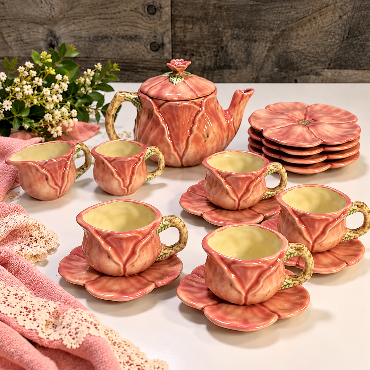 Pink Floral Tea Set