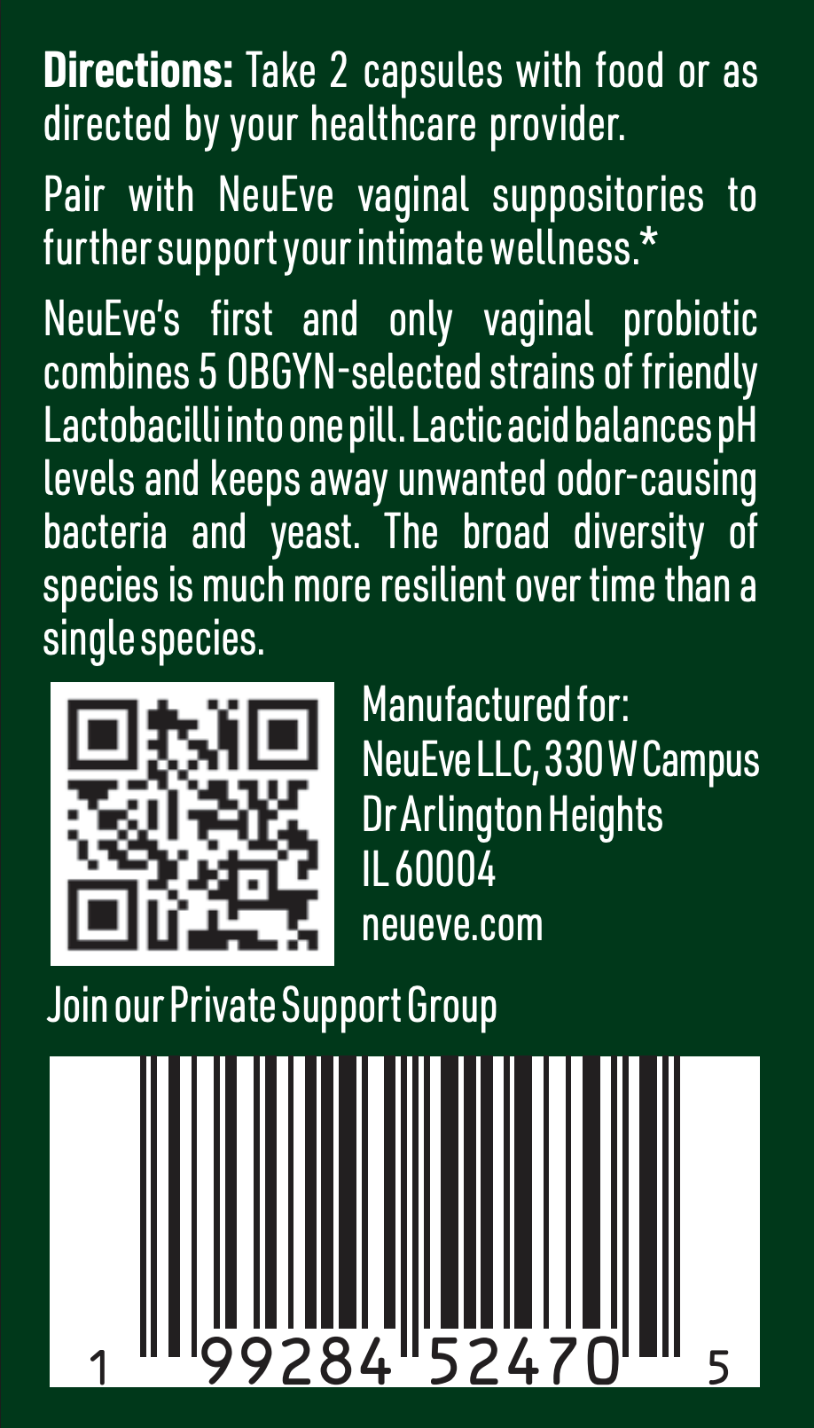 NeuEve Vaginal Probiotic | Daily Probiotic for Vaginal & Gut Health in Menopause